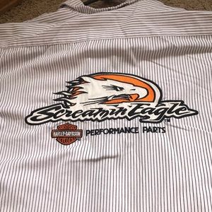 Pinstripe Screaming Eagle Harley buttonup